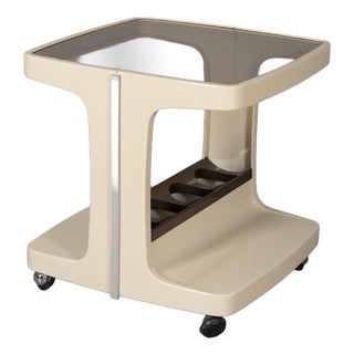 Vintage Plastic and Glass Bar Trolley by Marc Held for Prisunic, 1970s For Sale