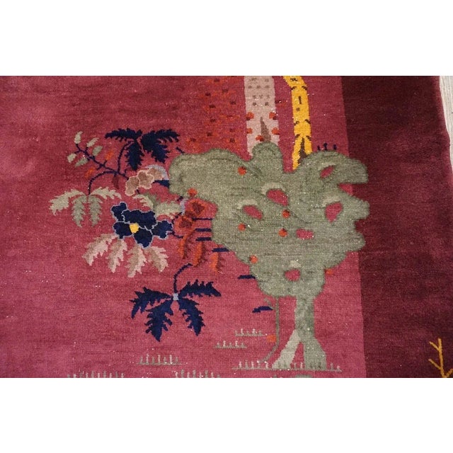 Lovely Red Burgandy Color With Special Chinoiserie Pattern Antique Chinese Art Deco Rug For Sale - Image 11 of 11