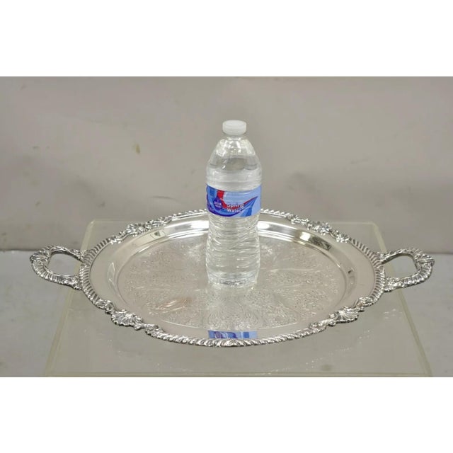 Vintage Sheffield Victorian Style Silver Plated Round Twin Handle Platter Tray For Sale - Image 10 of 12