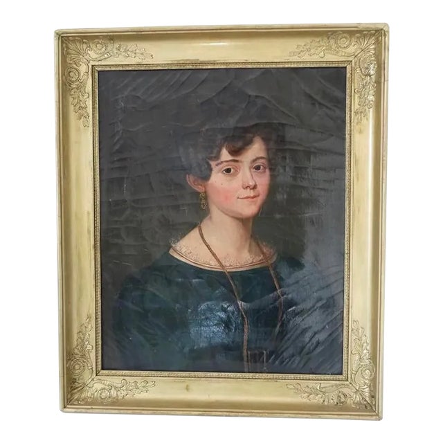 Early 20th Century French Oil Portrait Painting of a Young Women, Framed For Sale