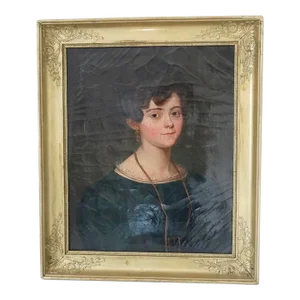 Early 20th Century French Oil Portrait Painting of a Young Women, Framed