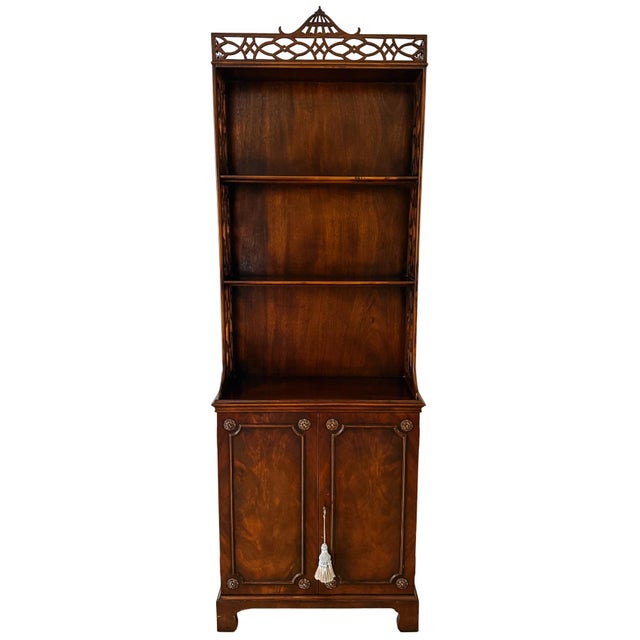 Robert W. Irwin Co. Early 20th Century American Chippendale Mahogany Petite Etagere Cabinets by Robert W. Irwin Co. - A Pair For Sale - Image 4 of 16