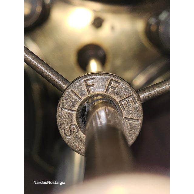 Vintage 1970's Stiffel French Bouillotte Brass Candlestick 3-Light Lamp For Sale - Image 9 of 9