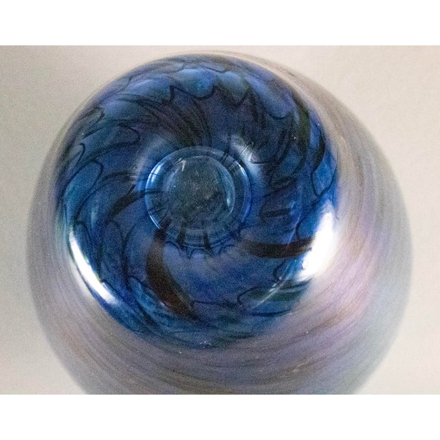 Glass Thomas Philabaum Reptilian Series Iridescent Art Glass Vase - Signed - 8" H For Sale - Image 7 of 8