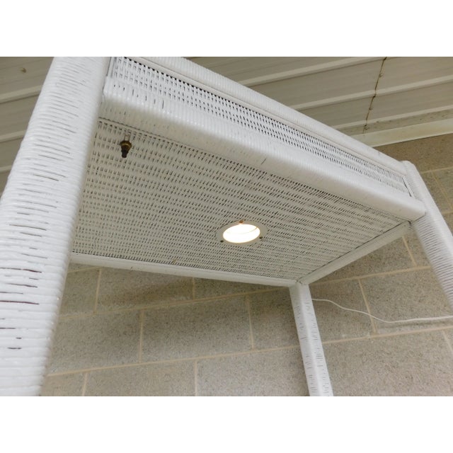 Features High Quality Solid Construction - 2 Glass Open Shelves, Lighted, with Lower Storage Drawers - Approx 20 years old...