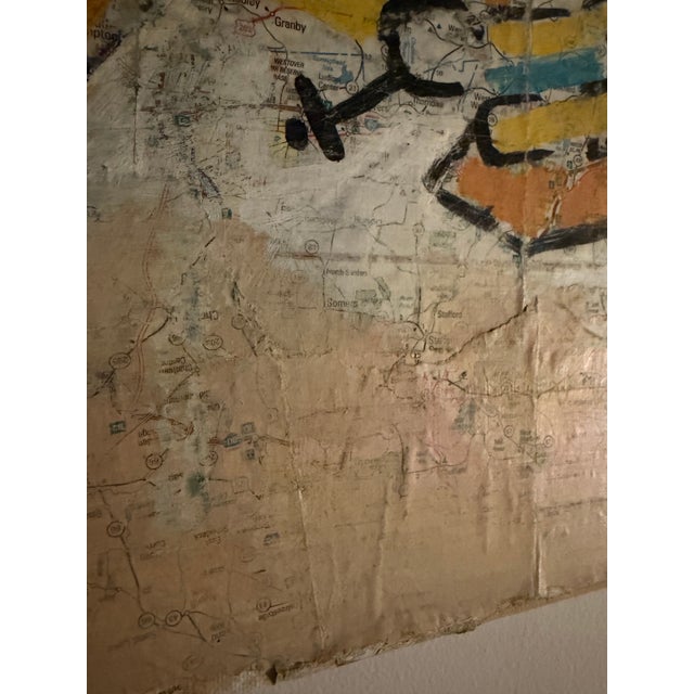 This is an original acrylic paint and collage painting by Massachusetts artist Danny O (Daniel O'Connor). It is unsigned...