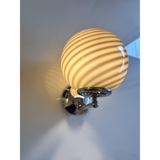 Mid-Century Modern Contemporary Beige and Brown “Rods” Murano Glass Wall Sconces-Set of Two For Sale - Image 3 of 6