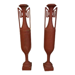 Pair of 1920s French Art Deco Iron Urns