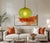 Wood Vintage Rattan Green Globe Oange Glass Shade Pendant Light For Sale - Image 7 of 18