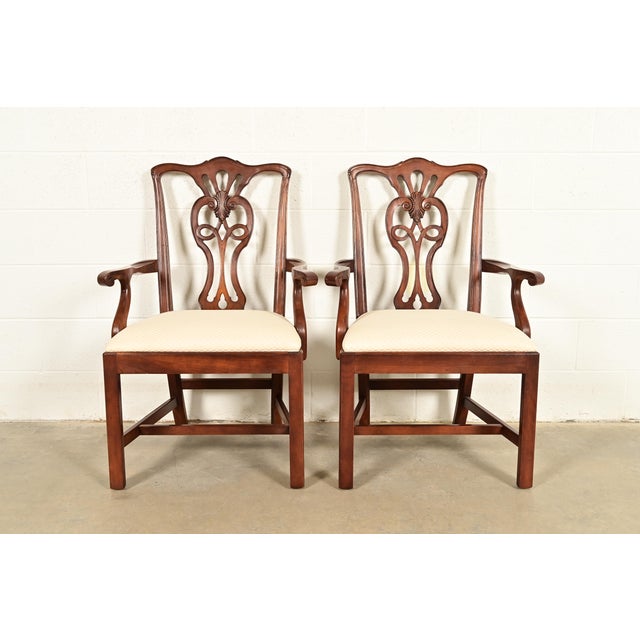 Henredon Georgian Carved Mahogany Armchairs, Pair For Sale - Image 15 of 15