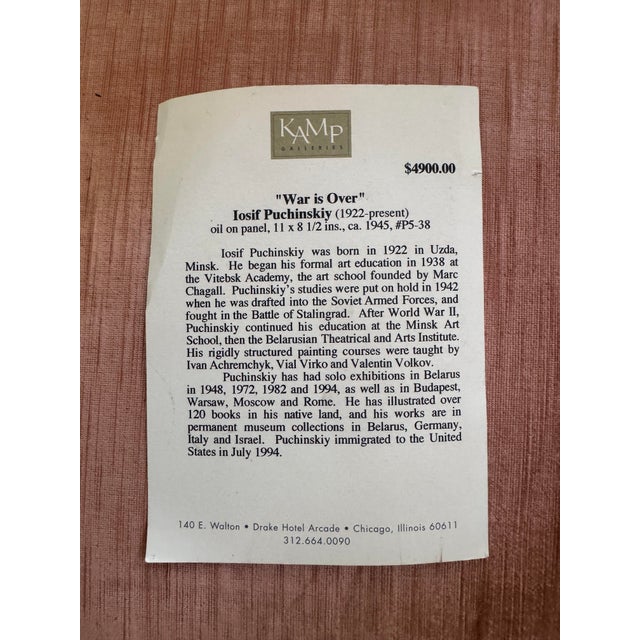 1960s "The War Is Over" by Joseph Puchinskiy, Oil on Pressed Board, C. 1950's For Sale - Image 5 of 6