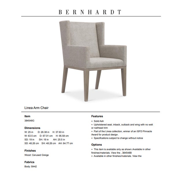 Early 21st Century Set of 6 Bernhardt Linea Upholstered Dining Chairs – 2 Arm Chairs & 4 Side Chairs For Sale - Image 5 of 6
