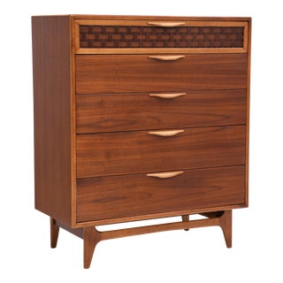 Warren Church Lane Perception Walnut Oak Mahogany Mid Century Tall Chest Dresser For Sale