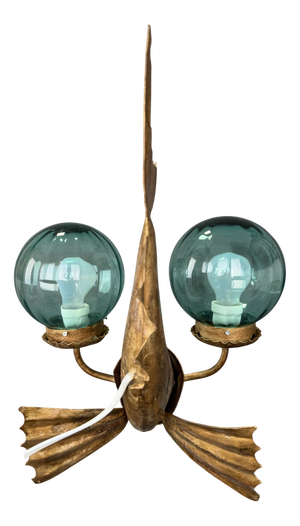 Vintage Wall Sconce in Wrought Iron Fish, 1940s