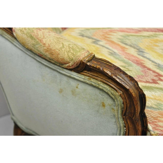 Wood Vintage French Country Provincial High Back Walnut Arm Chairs (A) - A Pair For Sale - Image 7 of 12