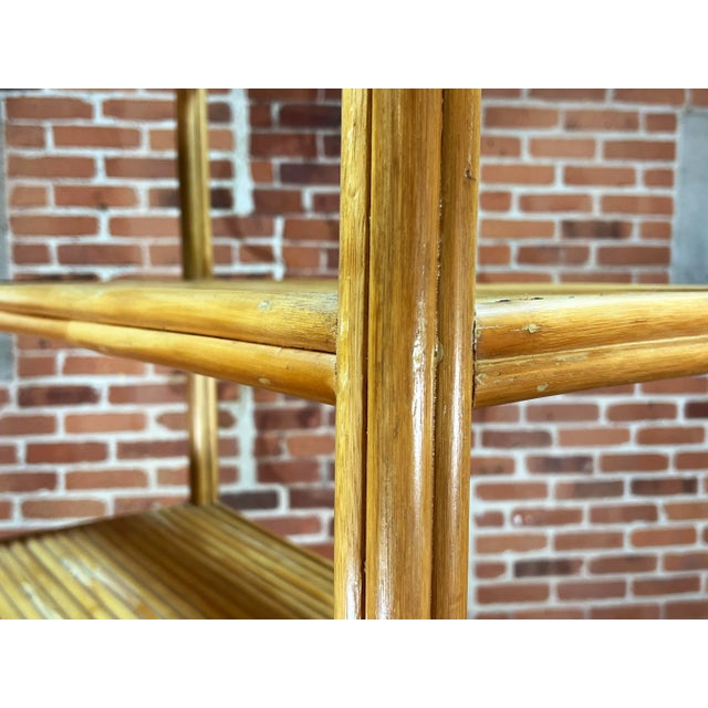 Vintage BoHo Bamboo & Rattan 3 Drawer Etagere Bookcase For Sale - Image 10 of 12