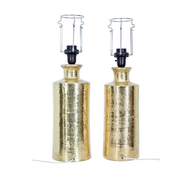 Bergboms Mid-Century Gilt Lamps by Bitossi for Bergboms, Set of 2 For Sale - Image 4 of 8