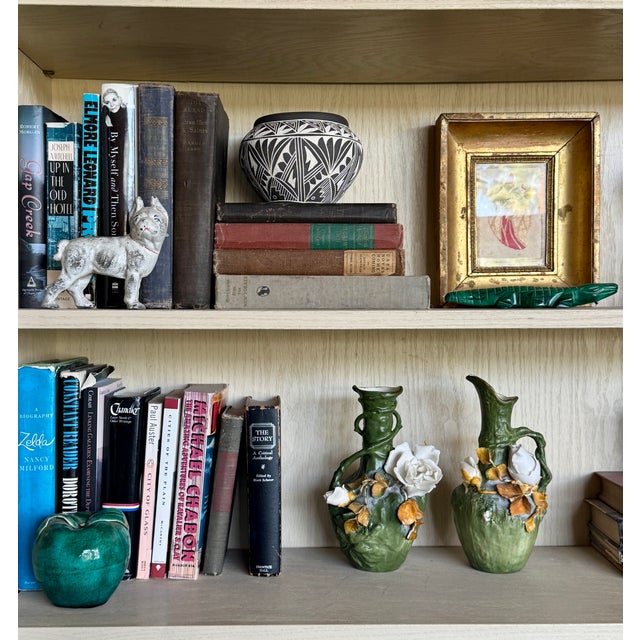 A coordinated pair of turn of the century Continental decorative porcelain ewer forms from the Jugendstil era, circa 1895...