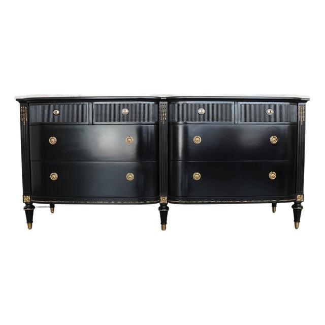 Frontgate Regency Bow Front 8-Drawer Dresser, A Pair For Sale