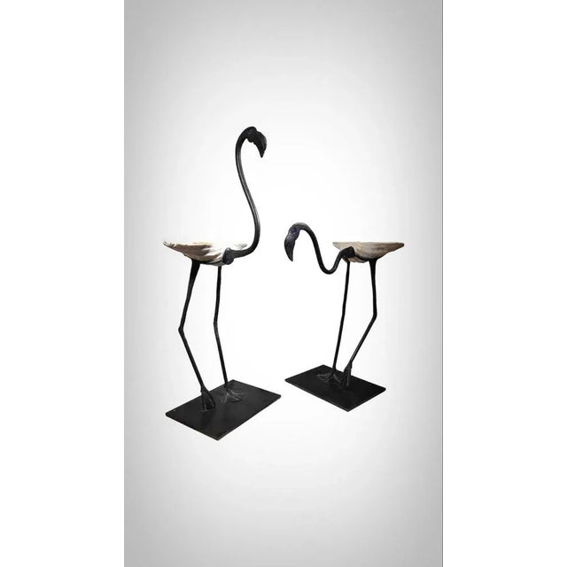 Life Size Flamingo Sculptures in Wrought Iron, 1940s, Set of 2 For Sale - Image 10 of 13
