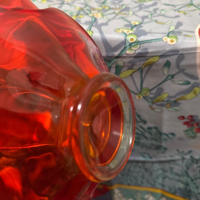 Ruby Red 1960s Mid-Century Modern Viking Epic Ruby Red Persimmon Glass Basket Candy Dish For Sale - Image 8 of 8