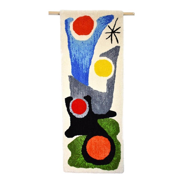 Handmade Rya Rug Type Insp Calder Miro Matisse Modern Art Wall Hanging Tapestry For Sale