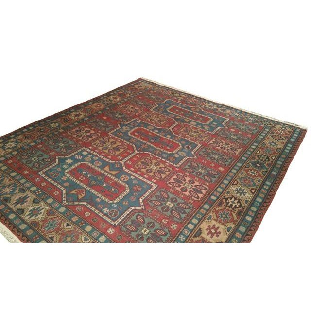 Traditional Vintage Flat Weave Soumak Handmade Rug - 8'2'' X 9'5'' - Size Cat. 8x10 For Sale - Image 3 of 4