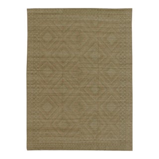 Large Modern Rug With Transitional Design in Green by Keivan Woven Arts 12'3 X 16 For Sale