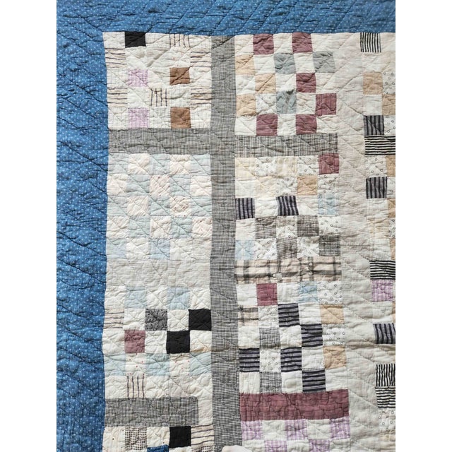 Antique Hand Quilted Scrap Patchwork Quilt C1930s Folk Art Textile For Sale - Image 9 of 11