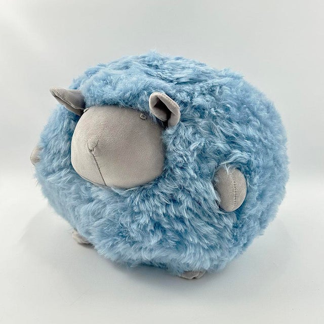 Contemporary Plush Lambskin Sheep Ball - Blue For Sale - Image 3 of 6