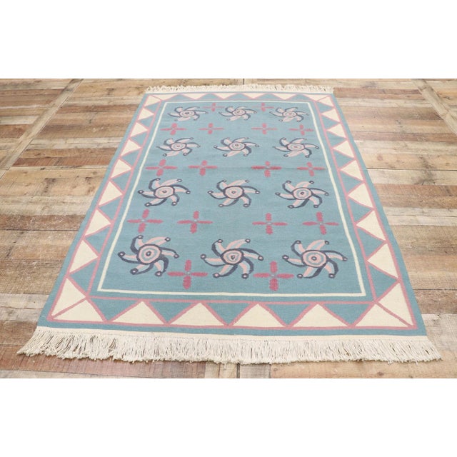 Textile Vintage Romanian Kilim Rug - 04'02 X 06'00 For Sale - Image 7 of 9