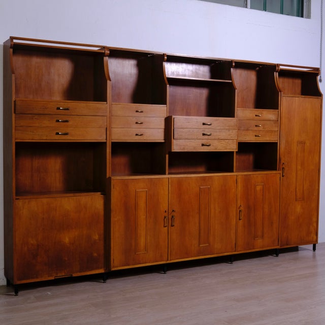 Vintage Wall Bookcase Equipped in Wood, 1960s For Sale - Image 4 of 18