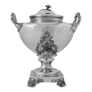 Old Sheffield Plate Hot Water Urn, Harries Family Crest, c.1830