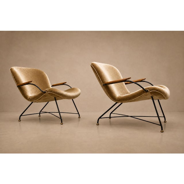 Brazilian Modern Pair of Armchairs in Rosewood, Mohair & Steel by Carlo Hauner, 1950s For Sale - Image 10 of 18