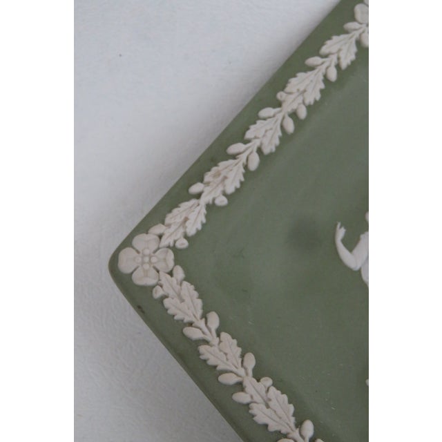 Mid 20th Century Wedgwood Green Jasperware Diamond Shaped Trinket Ring Dish Made in England 4981b For Sale - Image 5 of 13