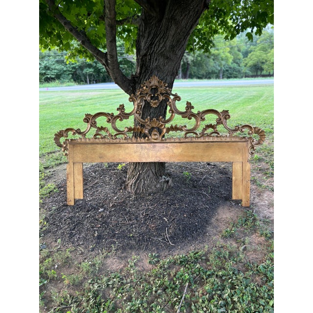 Stunning Italian ornate gilt metal king size headboard in Hollywood Regency style. This is beautiful and in very good...