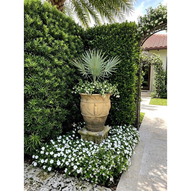 Vintage Italian Neoclassical Style Terracotta Garden Planter With Caryatid Reliefs For Sale - Image 10 of 12