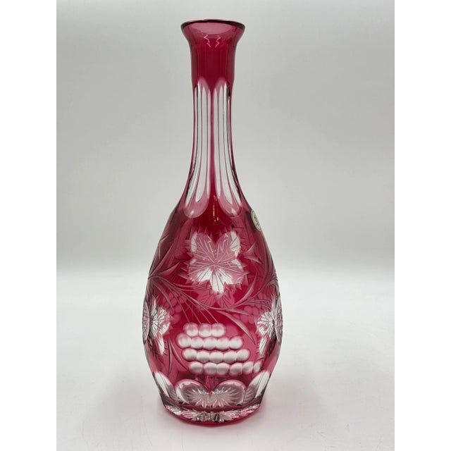 Wine 1950s Hutschenreuther Cranberry Overlay Crystal Wine Set Decanter & 4 Glasses For Sale - Image 8 of 18