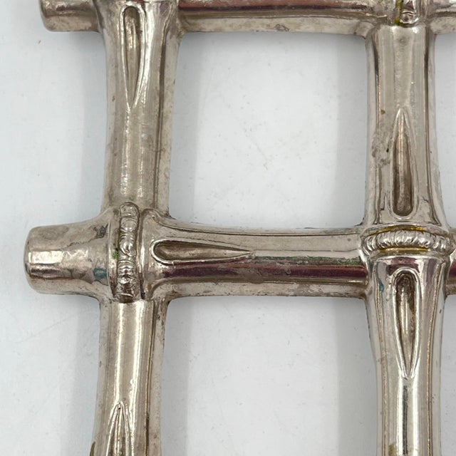 1970s Vintage Silverplate Faux Bamboo Expanding Trivet For Sale - Image 5 of 8