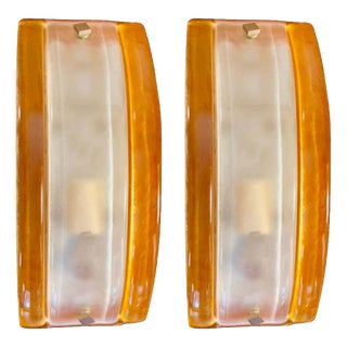 Bicolore Murano Glass Wall Lights from Mazzega, Italy, 1970, Set of 2 For Sale