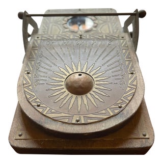 Antique Brass Diptych Sundial With Compass / Taller Las Casillas Spanish Artisan Workshop For Sale