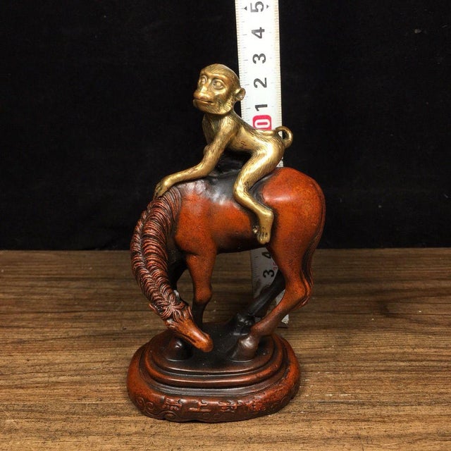 Gilt Bronze Monkey on Horse Figure - "Immediate Marquis" Statue For Sale In Los Angeles - Image 6 of 7