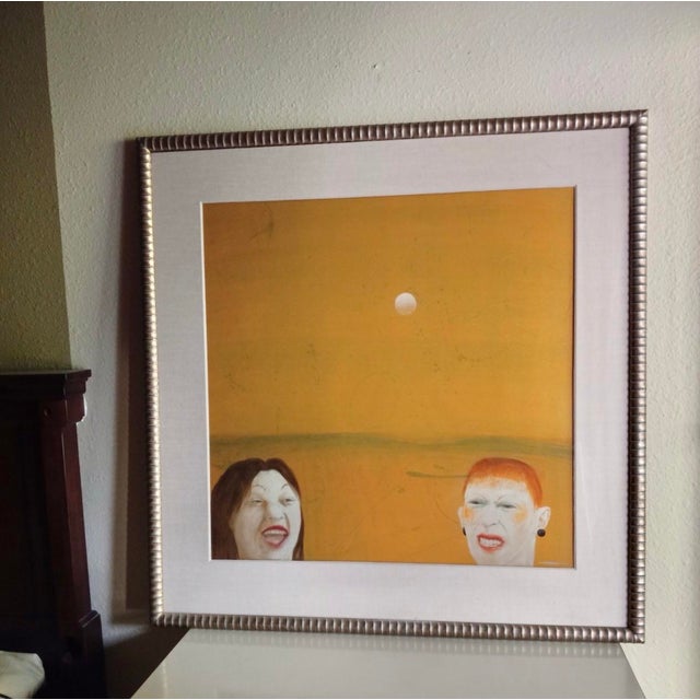 Expressionist Painting of Two Women by Robert R. Bradshaw, Signed, (38” X 38”) For Sale In Palm Springs - Image 6 of 8