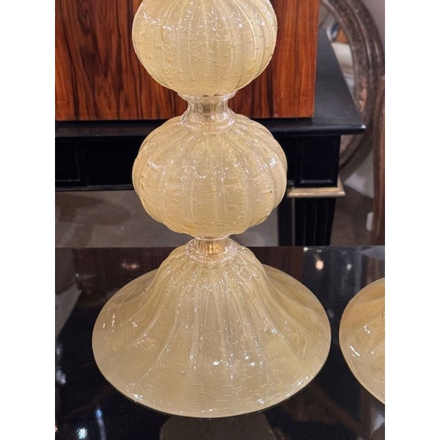 Modern Gold Murano Glass Ball Form Lamps For Sale - Image 3 of 7