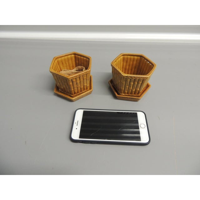 Boho Chic Vintage Petite Clay Yellow Color Planters/Pots - Set 0f 2 For Sale - Image 3 of 6