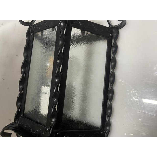 Glass Vintage Italian Wrought Iron Wall Lights, 1960s, Set of 8 For Sale - Image 7 of 11