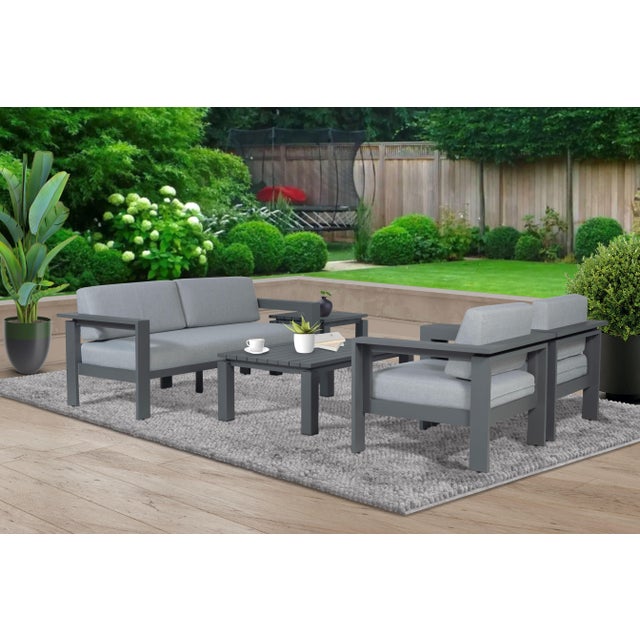 Sardinia Aluminum Frame Outdoor 74" Love Seat / Sofa - Gray Cushions For Sale In Chicago - Image 6 of 18