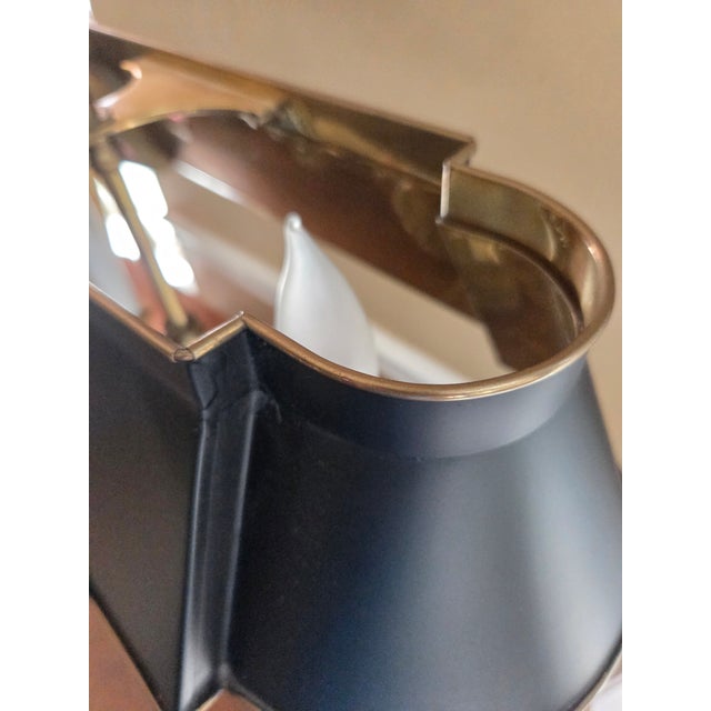 Late 20th Century Frederick Cooper Brass Bouillotte Lamp & Black Tole Shade For Sale - Image 14 of 15