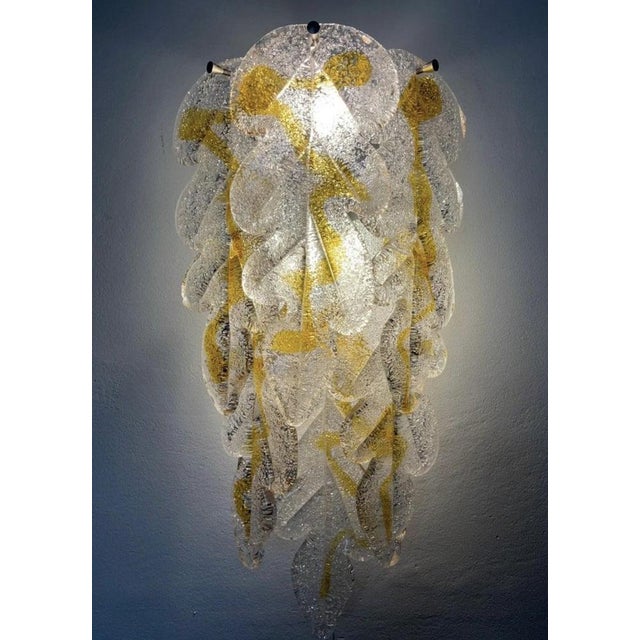 Mid-Century Modern Mid-Century Modern Italian Murano Leaf Glass Wall Sconces from Mazzega, 1970s, Set of 6 For Sale - Image 3 of 15