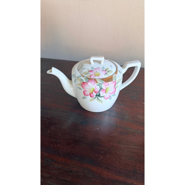Ceramic Antique, Early 20th Century Noritake Japan Azalea Porcelain Teapot With Lid For Sale - Image 7 of 10